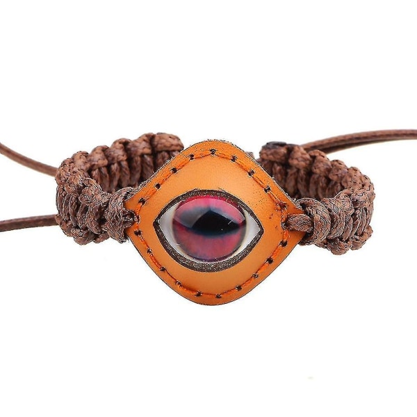 Heart-shaped Woven Leather Bracelet With Luminous Stone Eye Accessory