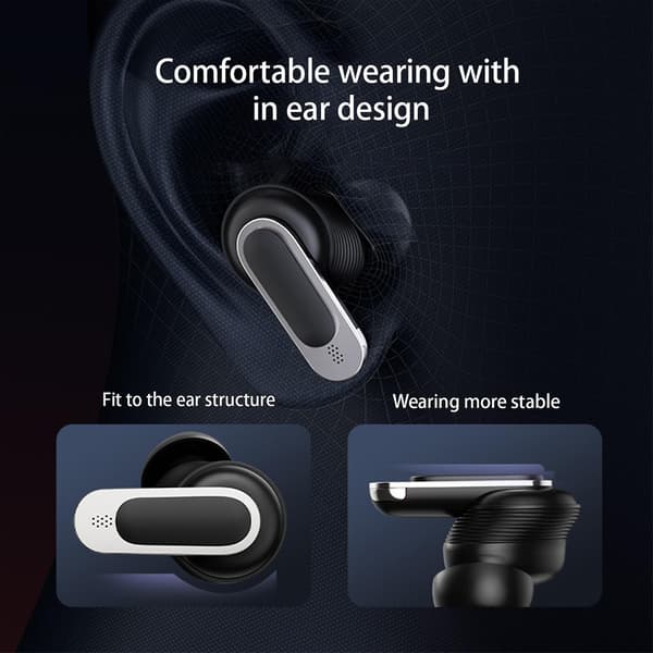 Trådlöst Bluetooth-headset LCD Full Color Smart Display Screen ANC Noise Cancellation（Svart）