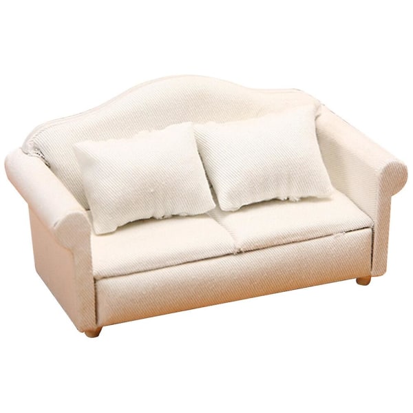 Mini sofa statue dekorasjon liten sofa modell miniatyr sofa statue mini hjem sofa dekorasjon (13.5X7.2X6.4CM, hvit)