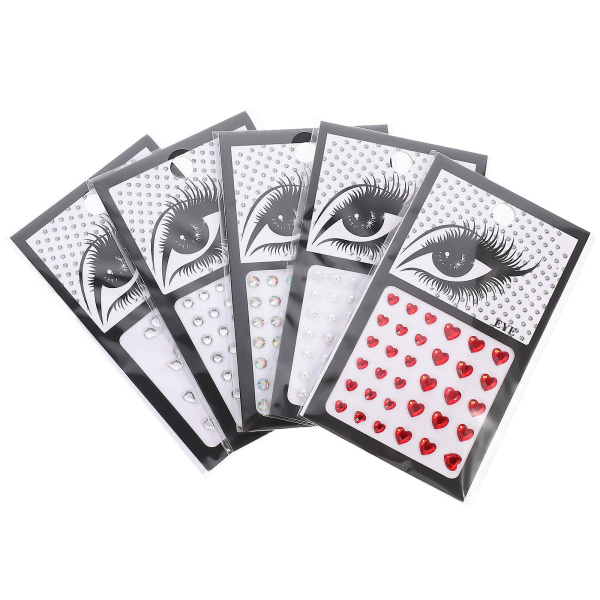 5 ark med ansiktsklistermärken glitter akryl kroppsklistermärken julansiktsdekaler (10,4X5,9X0,3CM, flera färger)