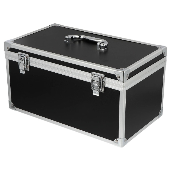 Aluminum alloy tool box multifunctional hard storage box portable parts box (30.00X17.00X15.00CM, black 18)