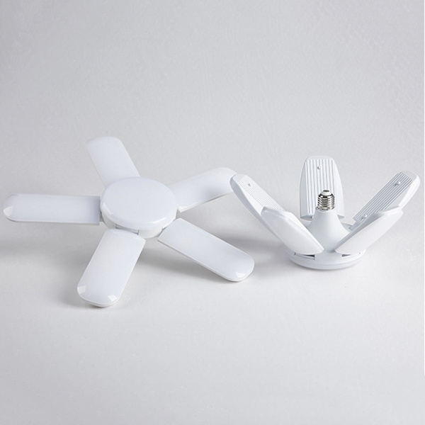 Fällbar LED-garagelampa E26/E27 gänga, 80W 8000LM, 186/216 pärlor, justerbara paneler, superljus (vit)