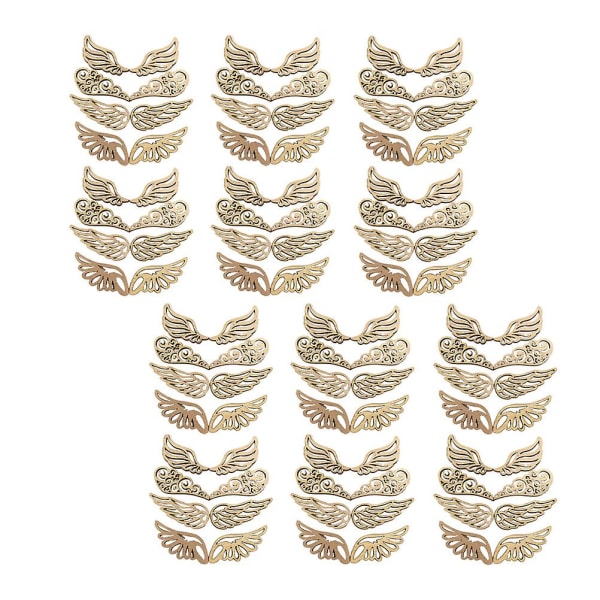 80 kpl enkelin siipiä puulastuja söpöjä ei-huokoisia puulastuja luovia tee-se-itse askartelutarvikkeita (6x2,5 cm, kuten kuvassa)