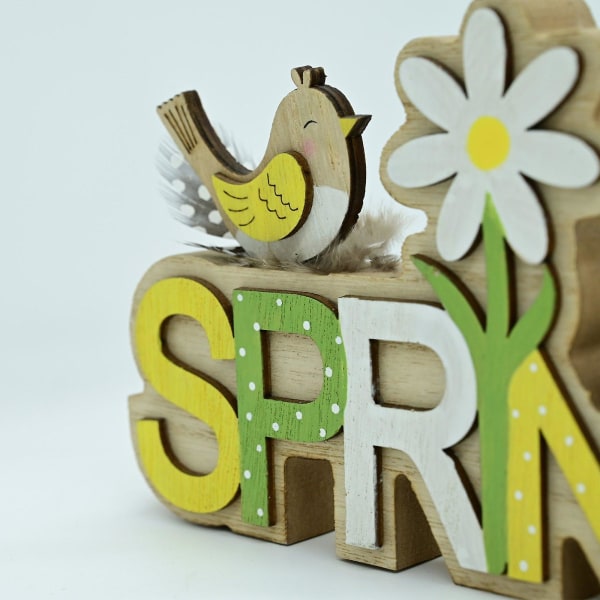 Trädekoration med påskblommor och bokstäver, lantlig heminredning, trädekorationer för bordsskivor (vit)