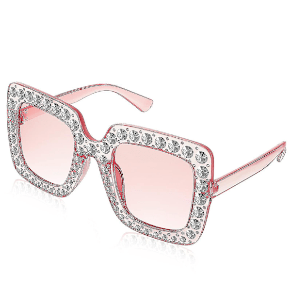 Rhinestone Sunglasses Square Unisex Diamond Bling Bling Glasses Pink Women Crystal Sunglasses