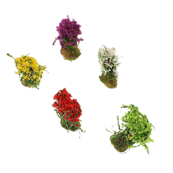 5-pak Miniature Landskabs Ornamenter Harpiks Mini Busk Blomster Ornamenter (3X1CM, som vist på billedet)