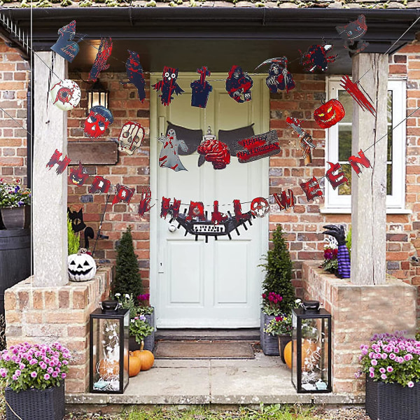 Jx Happy Halloween Banner, halloween dekoration banners, läskiga Halloween banners, halloween fest dekoration för Halloween inomhus utomhus bar hem inredning
