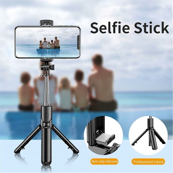 Mini Retractable Bluetooth Selfie Stick Tripod med trådlös fjärrkontroll för mobiltelefon