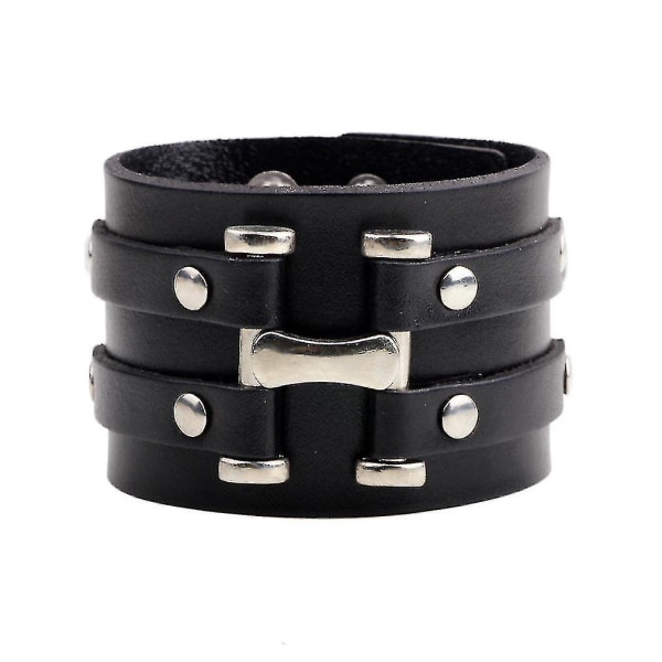 Retro Flettet Læder Punk Armbånd Med Legering Nitte