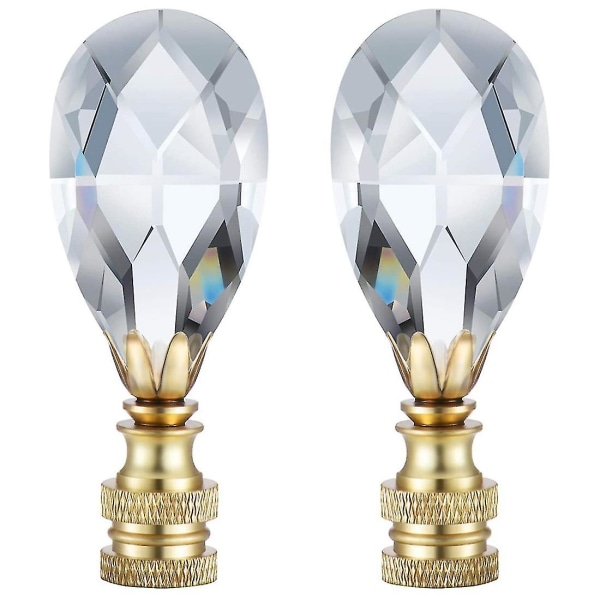 2 pakker dråpeklar krystalllampe sluttlampedekorasjon for lampeskjerm med polert messingsokkel, (gull)