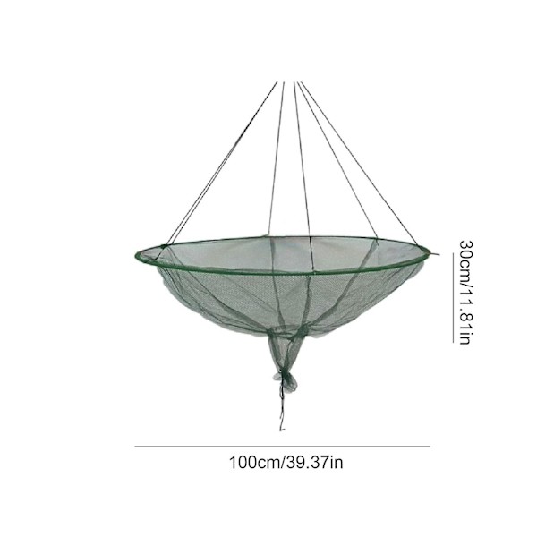 Hopfällbart fiskenät, bärbart räkbete, krabba, räka, nät, dropplandningsfiske, pir, hamnar, damm, handnät, krabbnät (100 cm)