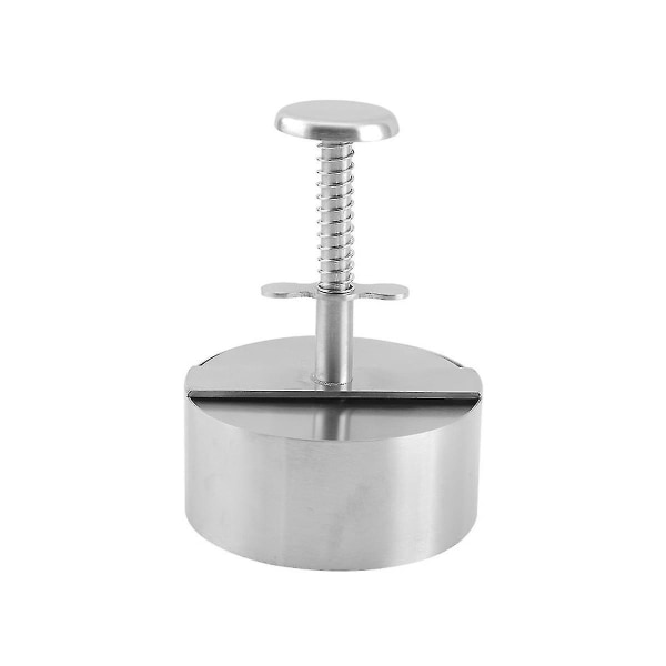 Hamburger Patty Maker Press 304 Rustfrit Stål Non-stick Rund Manuel Risbold Form Tykkelse Adj（Sølv）
