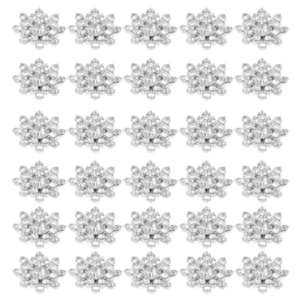 30 kappaletta hienoja lumihiutale-timanttinappeja DIY-ompelunappeja vaatteiden timanttinappikoriste (1,5X1,5 cm, hopea 1)