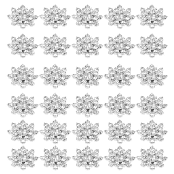 30 st utsökta snöstjärna strass knappar DIY sy knappar kläder strass knapp dekoration (1,5X1,5 cm, silver 1)
