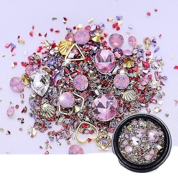 ND01 3D Neglekunst Rhinestone Mix Størrelser Ab Farver Flad Bund Kameleon Neglestifter