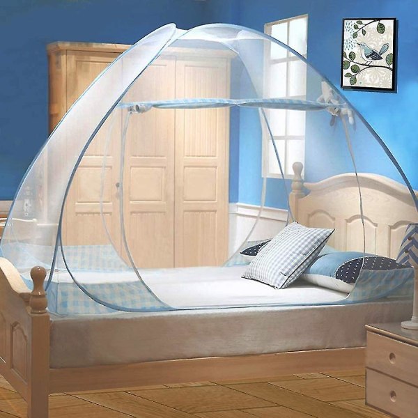 Pop-up seng mesh telt med bund, foldbart design sengebetræk til soveværelse og udendørs rejser, let at installere og rengøre, egnet til tvillinger og kingsize