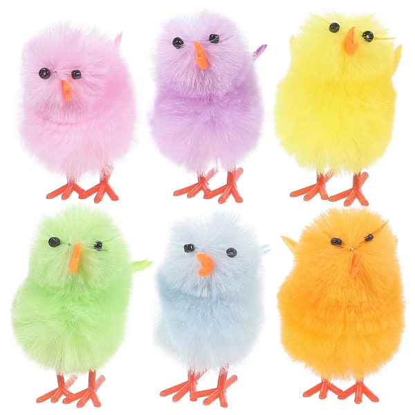 6-Pack Easter Chicks Pääsiäiskoristeet Mini Fluffy Chicks Pehmoiset pääsiäispoikaset pääsiäisbileet (4.00X3.50X2.00CM, kuten kuvassa)