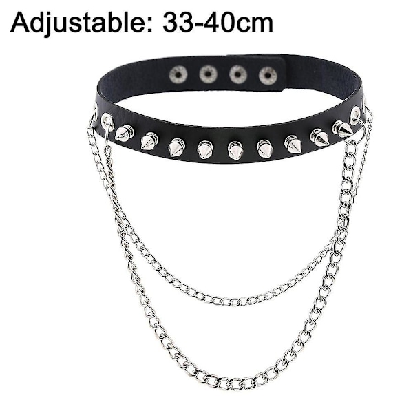 Punk Goth Metal Spike Studded Link Läder Halsband Choker Halsband Gotisk Nitar Punkt Choker