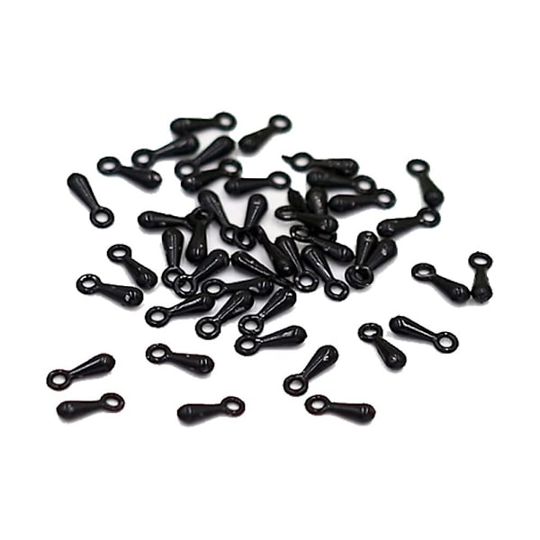 1000 st legering i metall, förlängningskedja, droppformade ändpärlor, 2 x 7 mm, svart