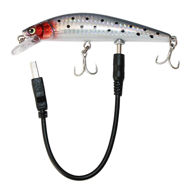 1ST Vinterisfiskedrag 3D-ögon Färgglada vinterbete Hard Lure Balancer Fiskebete USB laddning（1 st）