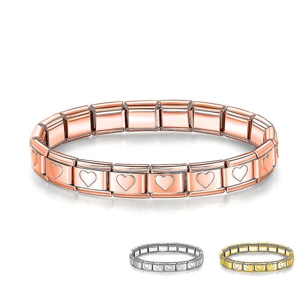 Ny Fashion Dame Romantisk Hjerte 9mm Bredde Rustfrit Stål Armbånd Ba（Guld Hjerte）