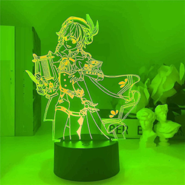 Genshin Impact Venti Led 3d Lampe Lllusion Lys Skrivebordslampe Japansk Anime Lys Til Børneværelse Dekoration Nattelys Fødselsdagsgave Manga Gadget