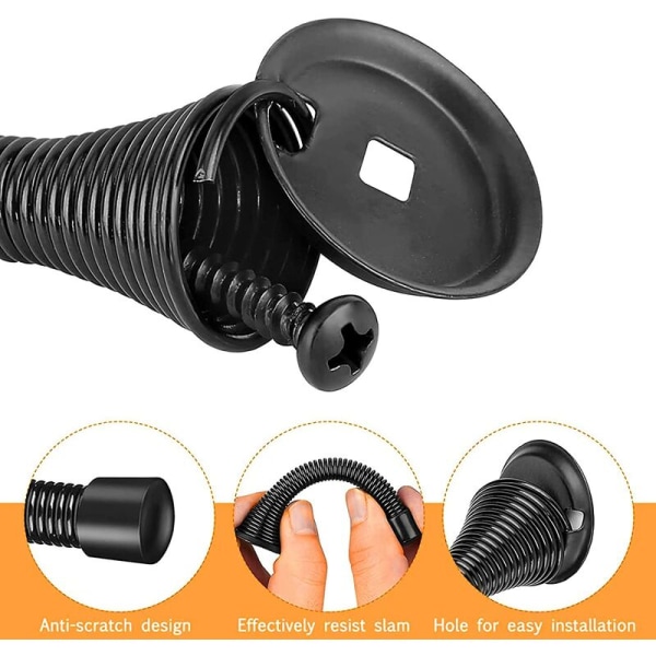 Fjäderbelastad dörrstopp 2-pack dörrstopp 85mm väggmonterad med skruvar svart