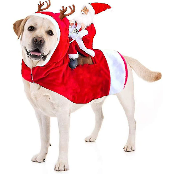 Hundjultomtekostym Hundtomtekläder Hundkatt Julhelgkläder Husdjursjulkläder Springande Jultomte Ridande På Husdjur Cc（M）