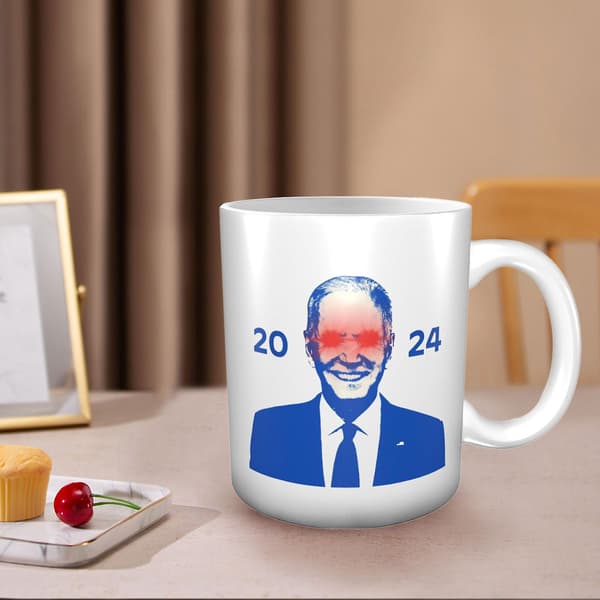 Mørk Brandon Biden 2024 Kaffe Kopp, Stem Biden Kopp (Hvit)