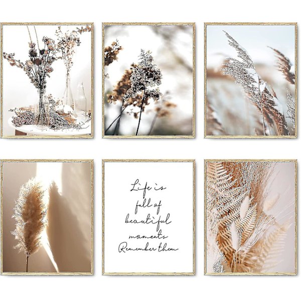 Naturväggkonsttryck Set med 6 Canvas Art Wall Decor Botaniska tryck