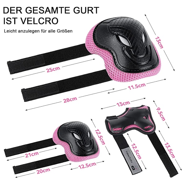 Barnens skydd inline skate skydd set skyddsutrustning barn knäskydd armbågsskydd handledsskydd skydd set (S-Rosa)