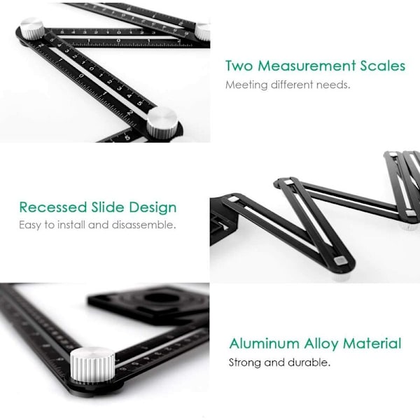 Multivinkel fixture mätlinjal multifunktionell aluminiumlegering linjal porös linjal gradskiva verktyg vinkel fixture lämplig för arbetare