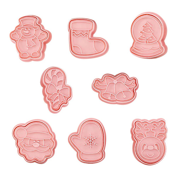Julklapp Tredimensionell Fondant Biscuit DIY Bakverktyg med Stämpelset Pepparkaksgubbe/Flicka