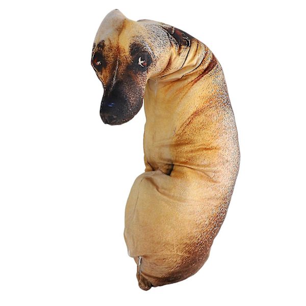 3d sød bøjet hund trykt pude livagtig dyr sjov hund hoved cosplay børn favorit legetøj（brun）