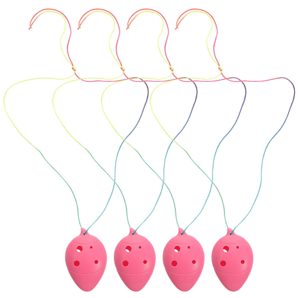 4-pack barn ocarina i plast, professionell 6-håls ocarina (6X4X2CM, rosa)