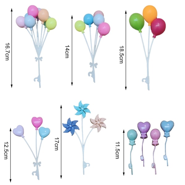 1/4 Bundt Miniature Ballon Hjerte Rund Farverige Ballon Simulering Plast Kunsthåndværk Model Mikro Scene Lad Som Om Legetøj Bage Kage Topper Dukkehus（F）