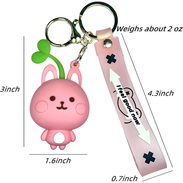 Söpö poika tyttö eläin avaimenperät itävät päässä sarjakuvaeläin laukku riipus auton avaimen riipus Kawaii reppu charmit sarjakuva