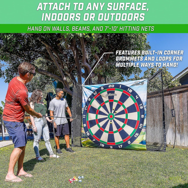 Chip N' Stick Golfspil Med Chip N' Stick Golfbolde - Kæmpe Store Mål Med Chippingmåtte - Vælg Klassisk Eller Darts200*200cm