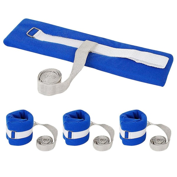 4-pack medicinska fasthållningar patientbäddstänger sjukhussäng handledsremmar justerbara remmar (180.00X30.00X3.00CM, blå)