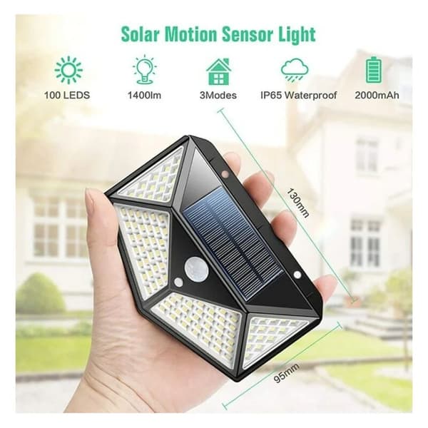 Solcellslampa 100LED IP65 vattentät utomhus