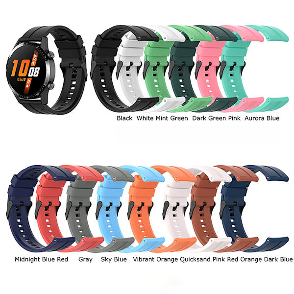 22mm silikonarmband ersättning för HUAWEI Watch GT3 GT2 Pro GT Runner tillbehör (grå) grå