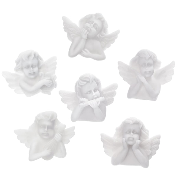 30 stykker miniature harpiks engle statuer DIY mobiltelefon cover dekorationer mini engle dekorationer (blandet) (3.10X2.60X2.00CM, hvid)