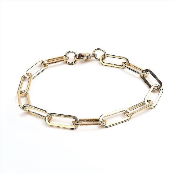 Kabelkædearmbånd i rustfrit stål, ovale smykker, mænd（guld-4 mm）
