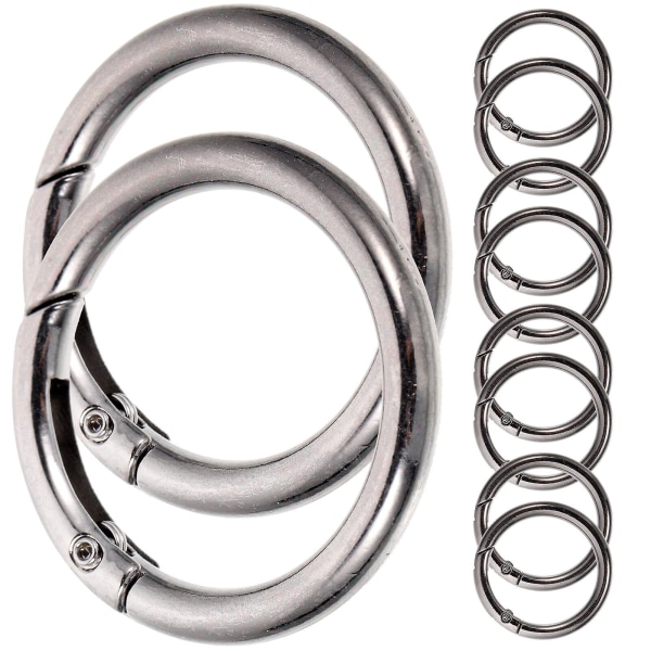 10 stykker flat nøkkelring metall splitt rund nøkkelring ring gjør det selv rund ring (4.00X4.00X0.40CM, svart)