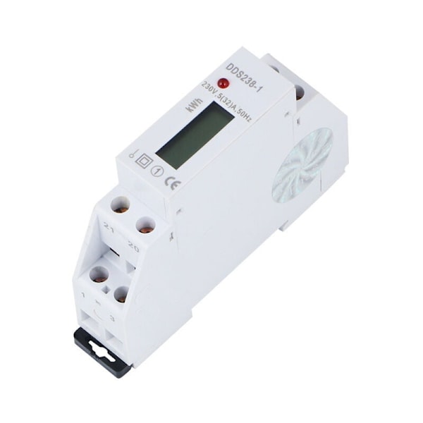 DDS238-1 enfas elmätare, MID-certifiering, maximalt 32A modulär, enkel tariff, LCD-display.