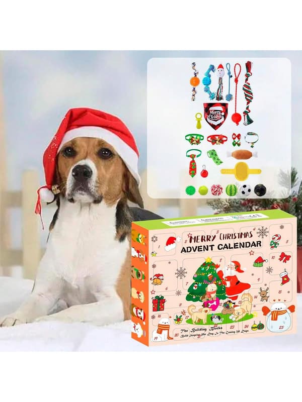 Julekalender til kæledyr, 24-dages jule- og halloweengaveæske til hunde og katte