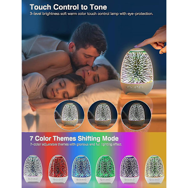 Bluetooth-høyttaler nattlys, 3d galakse nattbordlampe berøringskontroll, dimbar RGB 7 farger skiftende LED bærbar trådløs oppladbar bordlampe Fo