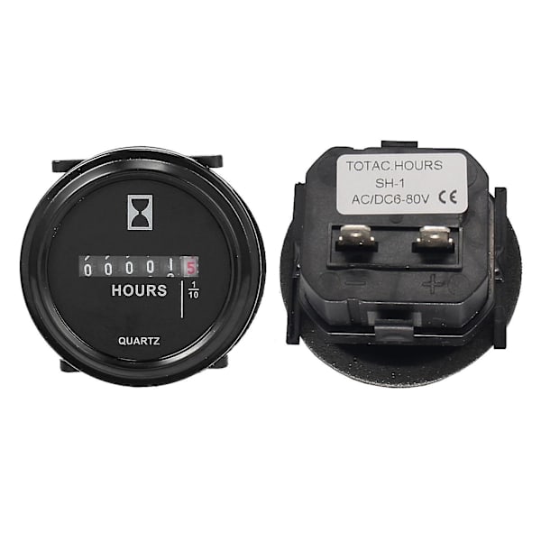 Hållbar drifttidsmätare för marin båtmotor 2\" Rund mätare för DC 6-80v