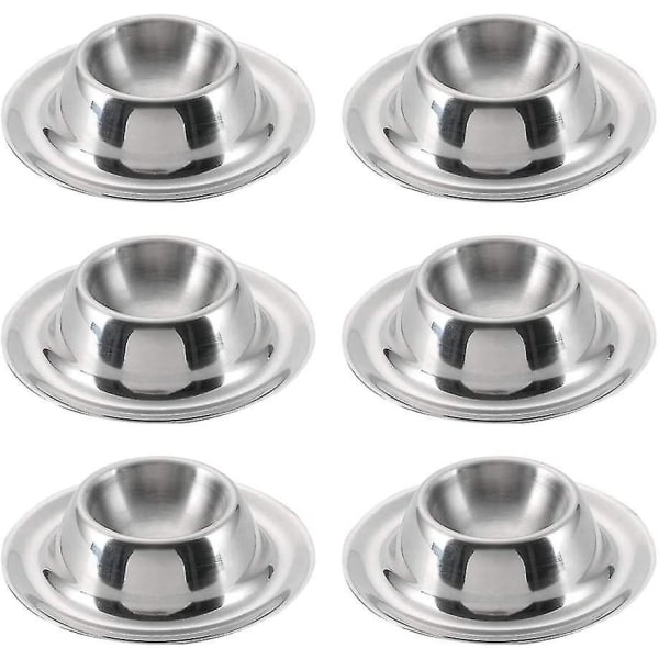 Rustfritt stål eggkopp egg holder sett med 6 eggkopp sett polert stabelbar
