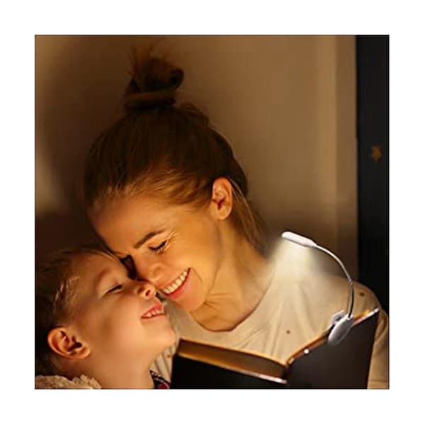 Klipslampe til læsebog LED Mini Nodelys USB Genopladelig Bærbar Klips Bordlampe E（Hvid）